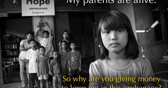 Picture of girl in front of orphanage in Myanmar
