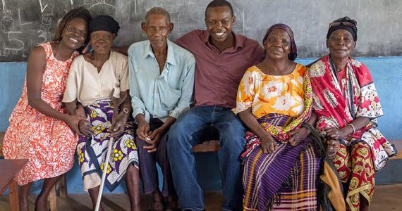 Picture of Peter and Nancy Ochiel with leprosy-afflicted patients