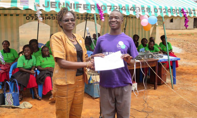 Picture of rehabilitated young man receiving certificate
