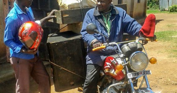 Picture of mobile missionary on motorcycle