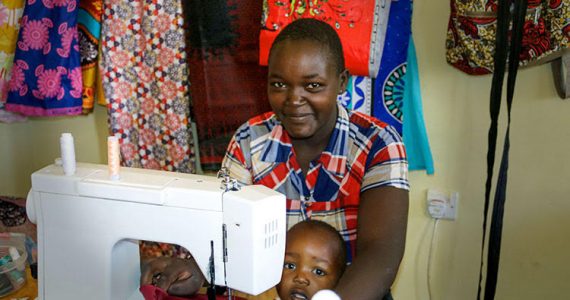 Picture of widow at sewing class in Kenya
