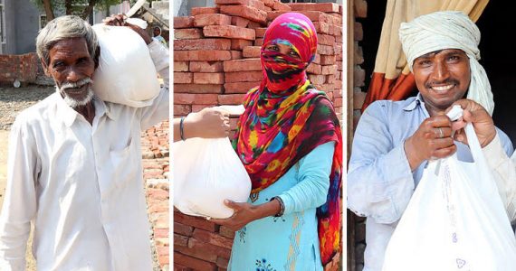 Picture of disaster relief food distribution in India