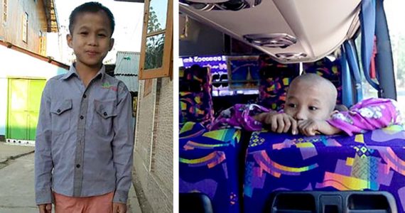 Picture of San in the orphanage and on a bus in Myanmar