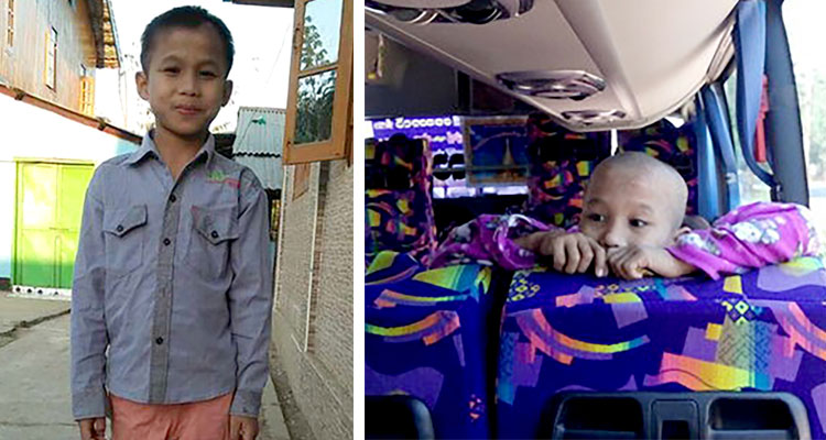 Picture of San in the orphanage and on a bus in Myanmar