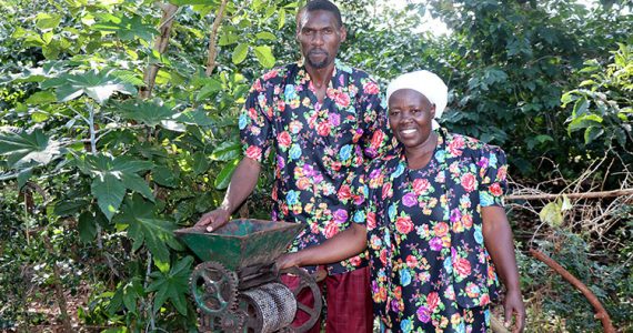 Image of borrowers with coffee machine