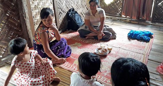 Nge Nge with children in kachin state, myanmar