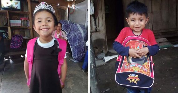 Children in Mexico with school backpacks