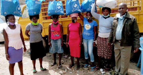 Picture of COVID relief supplies being distributed in Kenya