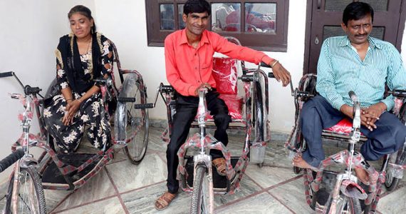 Picture of disabled man in India